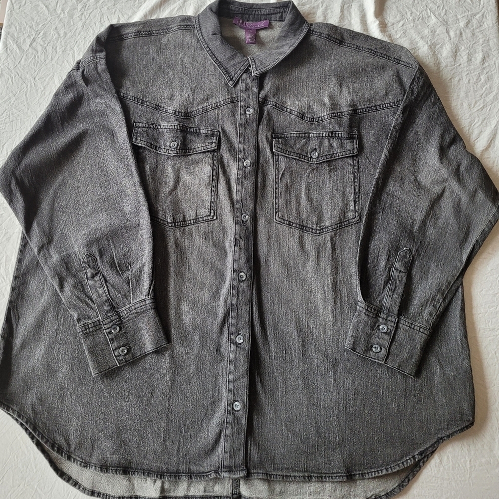 Gloria Vandervil Women's Gray Denim Shirt Size XXL
